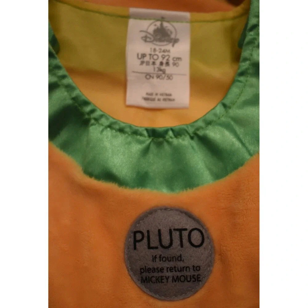 Disney Pluto Toddler Costume 18-24M Plush Bodysuit Hat Booties 3pc Set Orange
